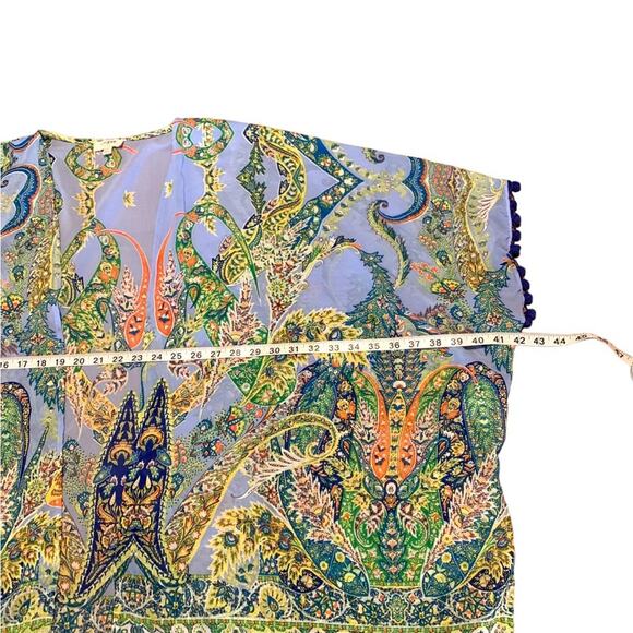 Umgee Kimono Topper Blue Paisley Print Semi Sheer Size M/L - Picture 8 of 9